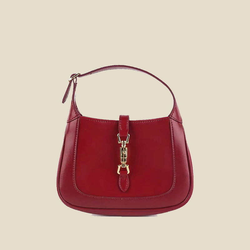 Women’s Vintage Genuine Leather Lock Buckle Saddle Shoulder Tote Bag image 7