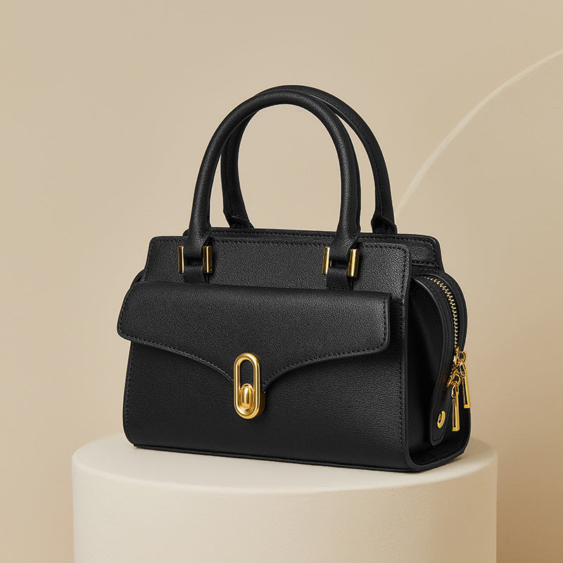 Women’s Vintage Genuine Leather Lock Buckle Zipper Crossbody Shoulder Handbags image 7