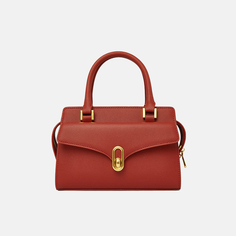 Women’s Vintage Genuine Leather Lock Buckle Zipper Crossbody Shoulder Handbags image 4
