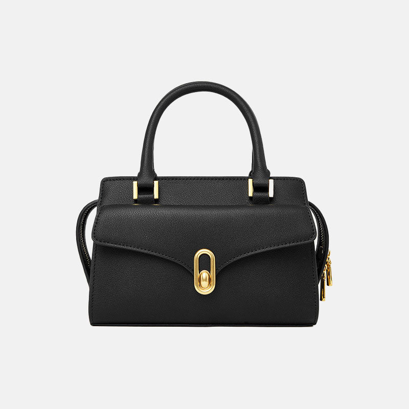 Women’s Vintage Genuine Leather Lock Buckle Zipper Crossbody Shoulder Handbags image 6