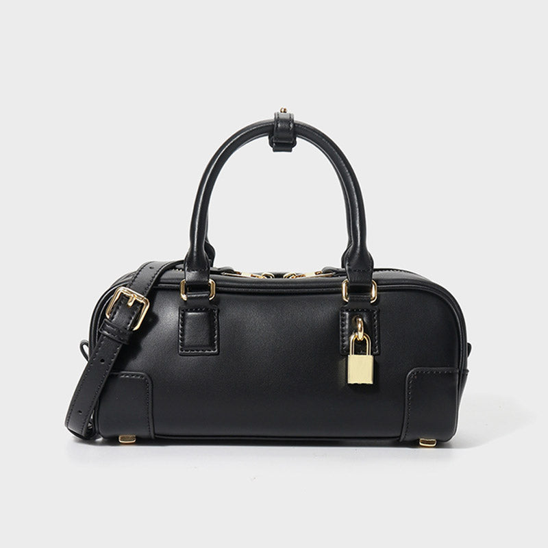 Women’s Vintage Genuine Leather Lock-Closure Crossbody Top Handle Bag image 4