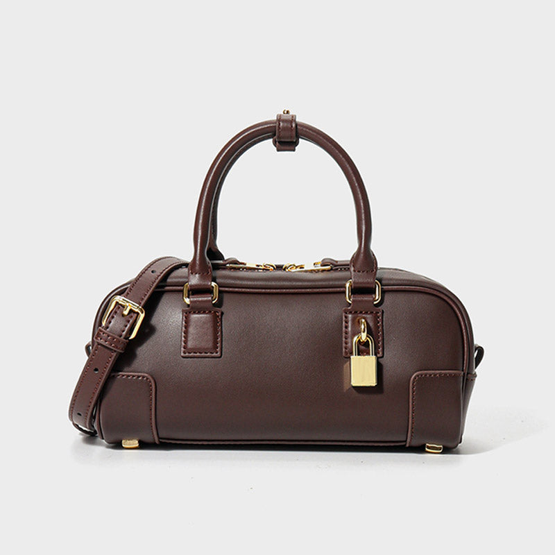 Women’s Vintage Genuine Leather Lock-Closure Crossbody Top Handle Bag image 5