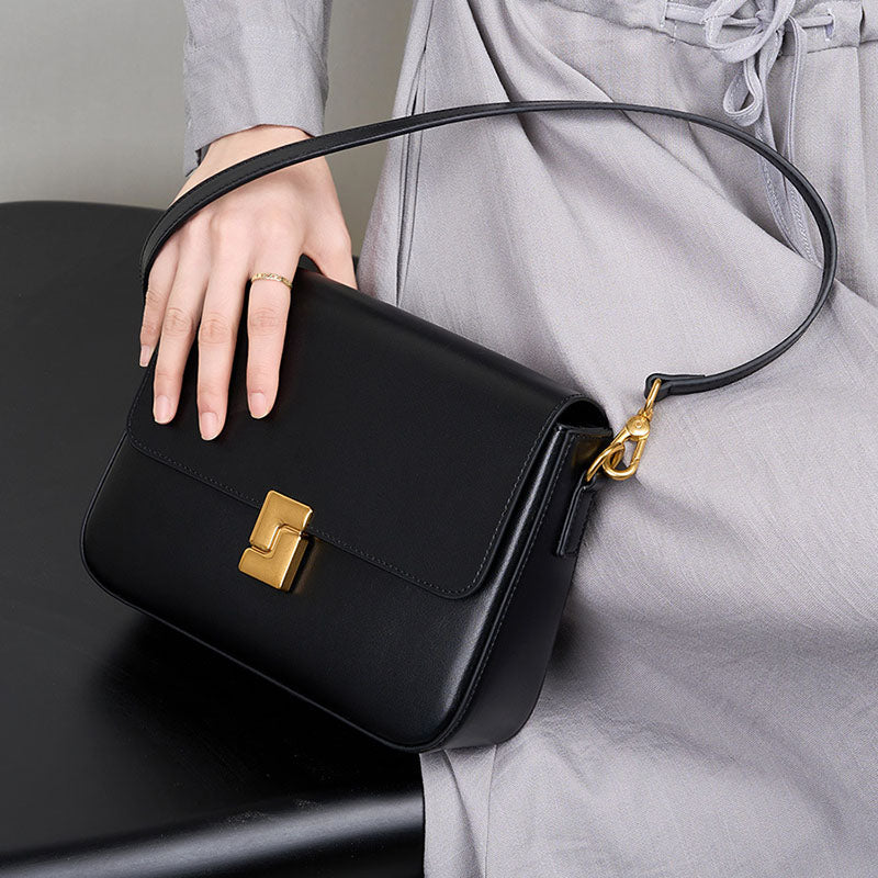 Women’s Vintage Genuine Leather Lock Shoulder Bags image 6