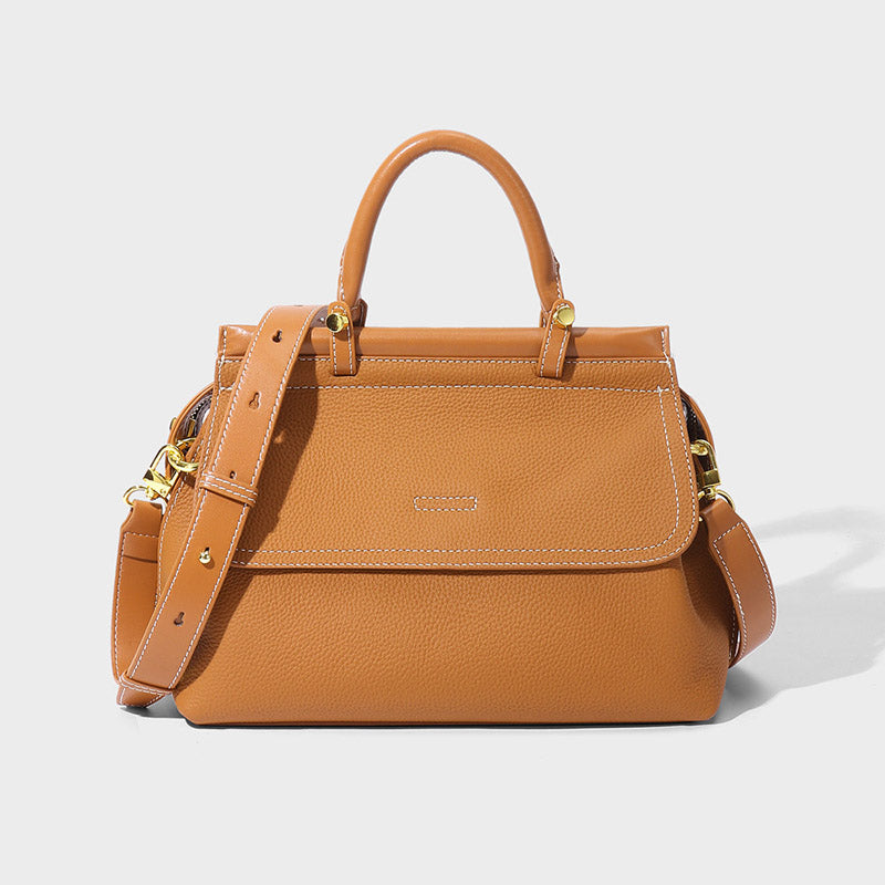 Women’s Vintage Genuine Leather Magnetic Closure Crossbody Top Handle Bag image