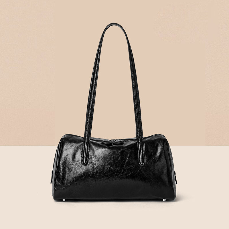 Women’s Vintage Genuine Leather Pillow-Shaped Baguette Bag image 4