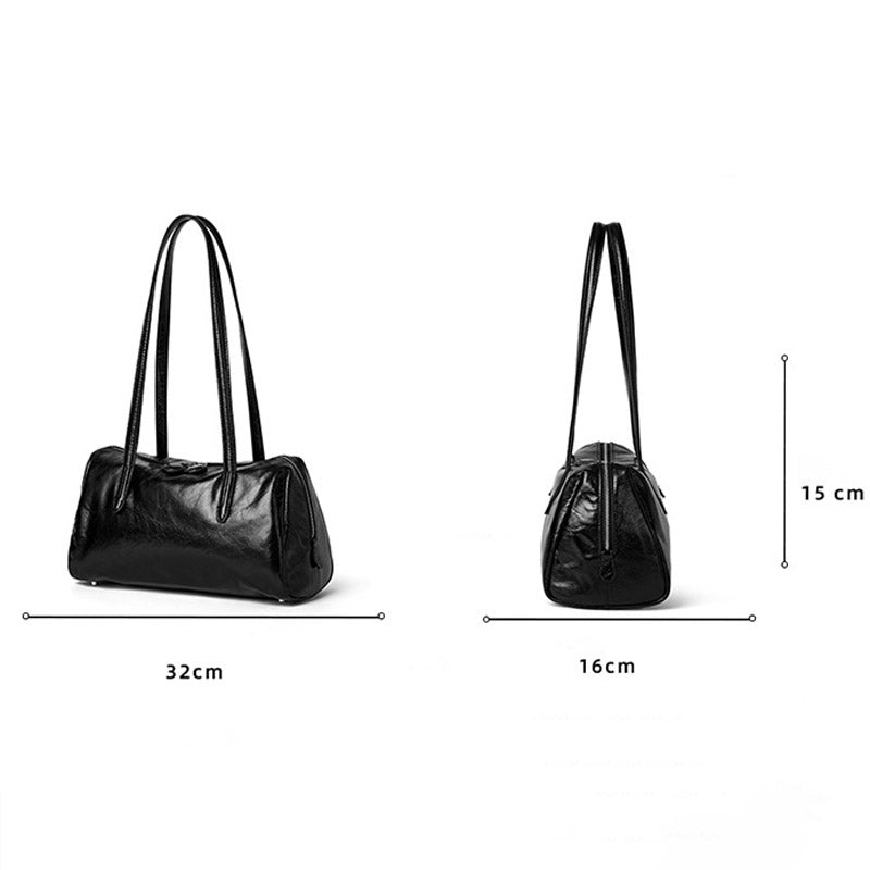 Women’s Vintage Genuine Leather Pillow-Shaped Baguette Bag image 2