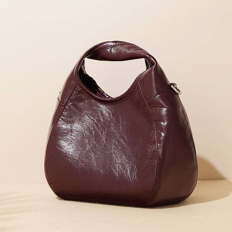Women’s Vintage Genuine Leather Pleated Bucket Bag image 2