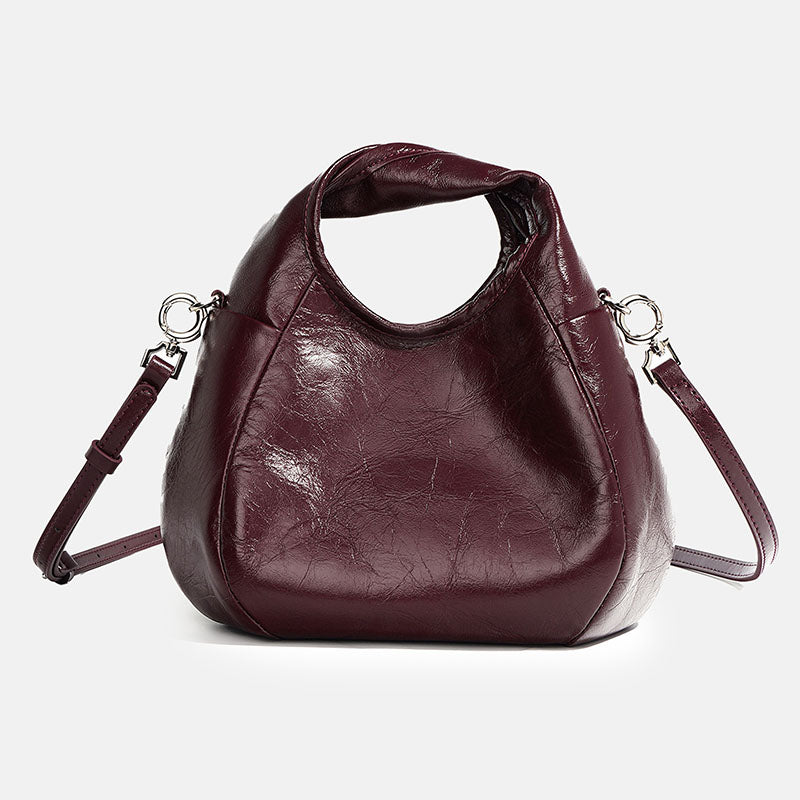 Women’s Vintage Genuine Leather Pleated Bucket Bag image