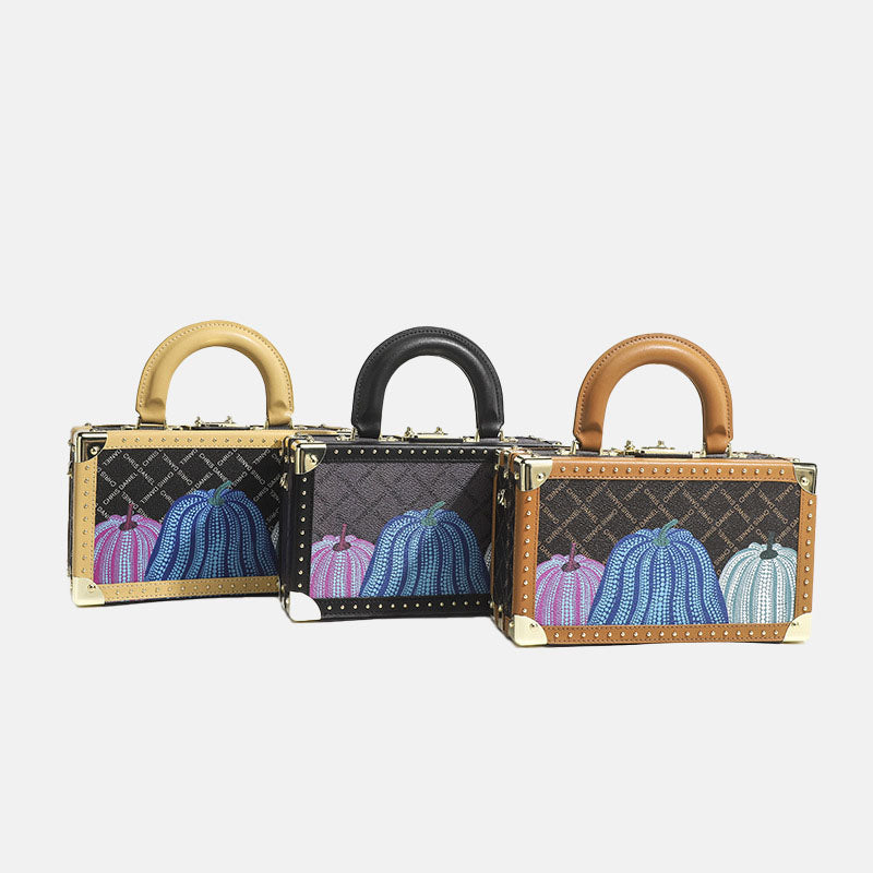 Women’s Vintage Genuine Leather Printed Crossbody Top Handle Box Bag image 6
