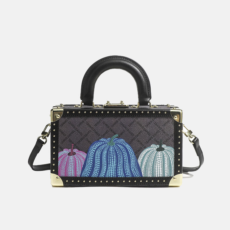 Women’s Vintage Genuine Leather Printed Crossbody Top Handle Box Bag image 5