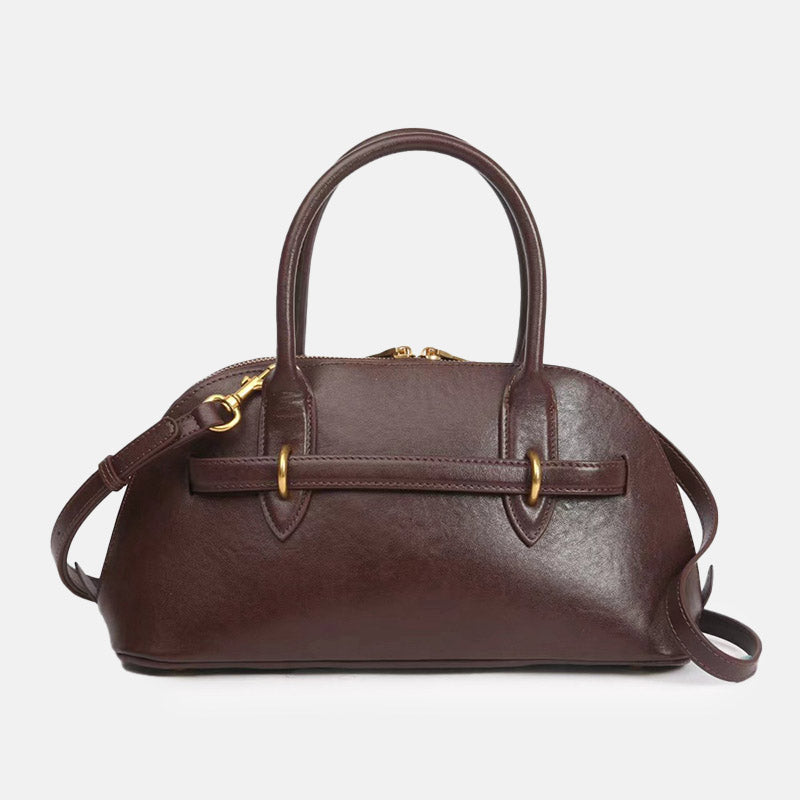 Women’s Vintage Genuine Leather Shell-Shaped Top Handle Bag image 2