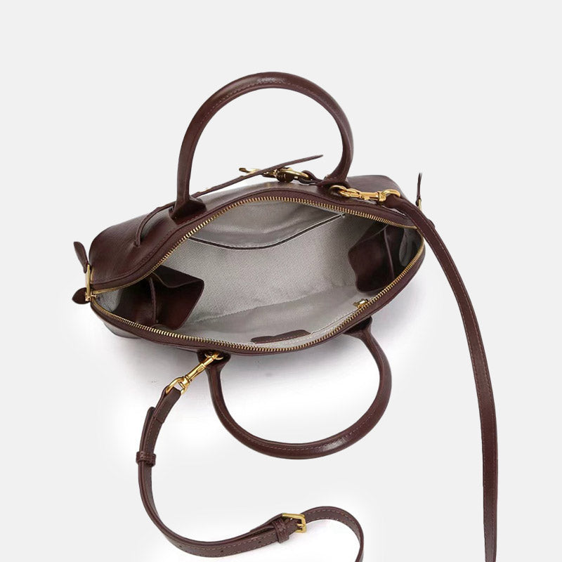 Women’s Vintage Genuine Leather Shell-Shaped Top Handle Bag image 3