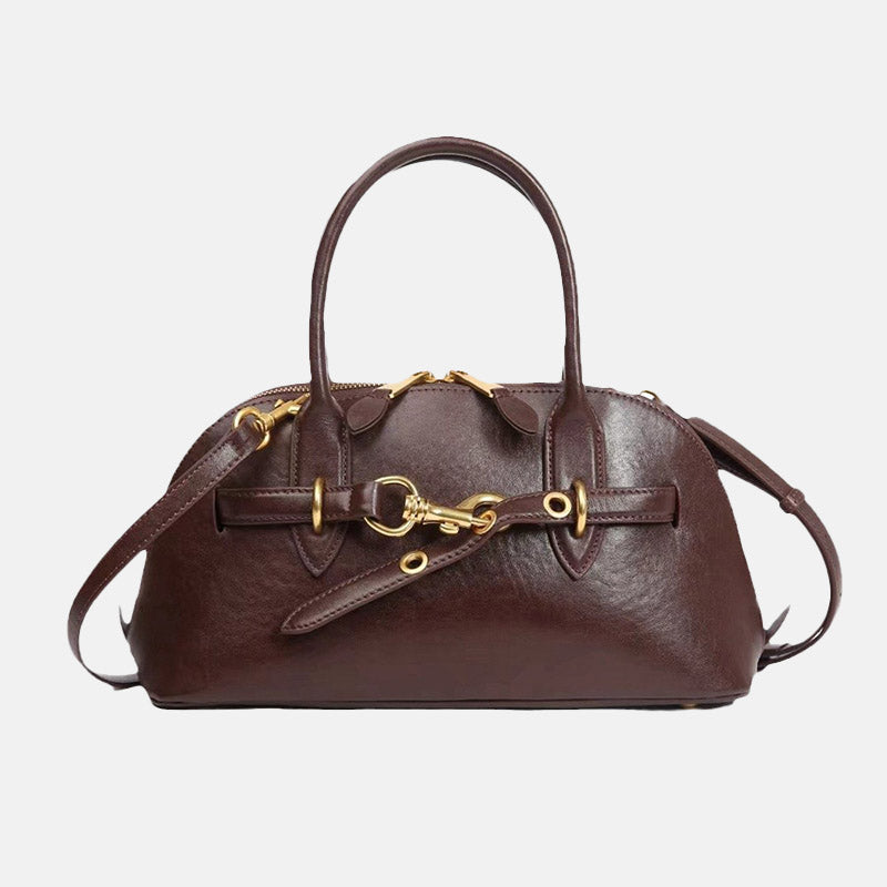Women’s Vintage Genuine Leather Shell-Shaped Top Handle Bag image