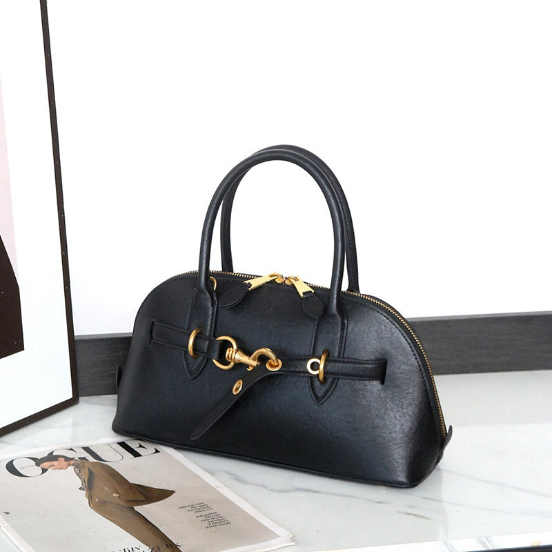 Women’s Vintage Genuine Leather Shell-Shaped Top Handle Bag image 7