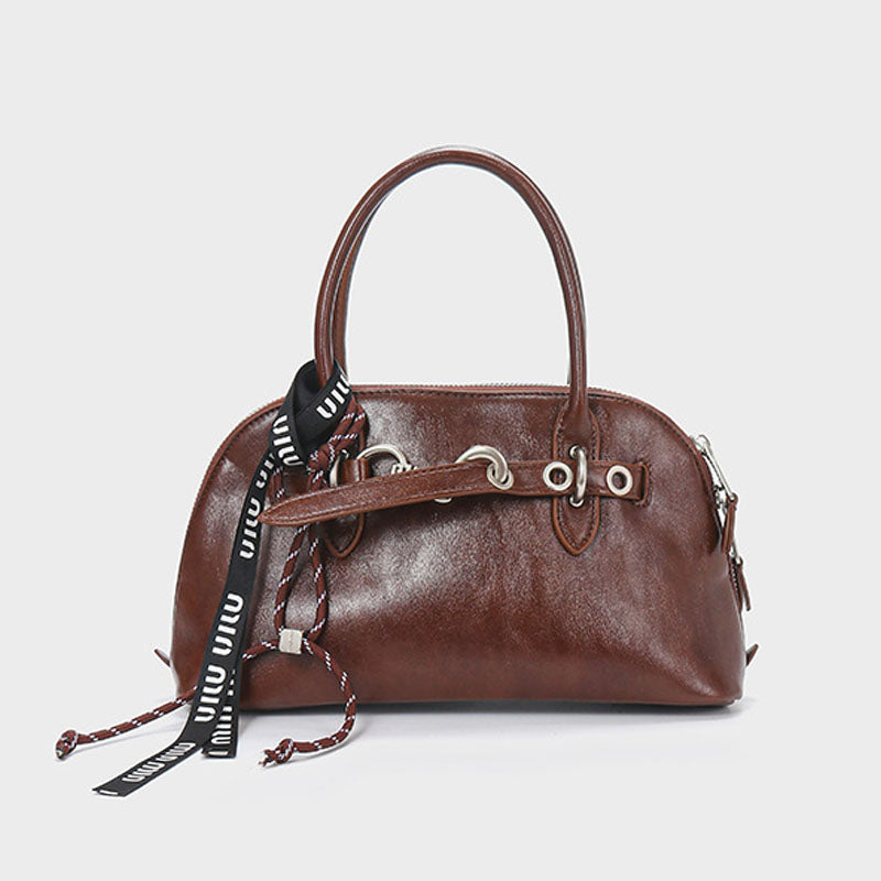 Women’s Vintage Genuine Leather Shell-Shaped Zipper Handbag image