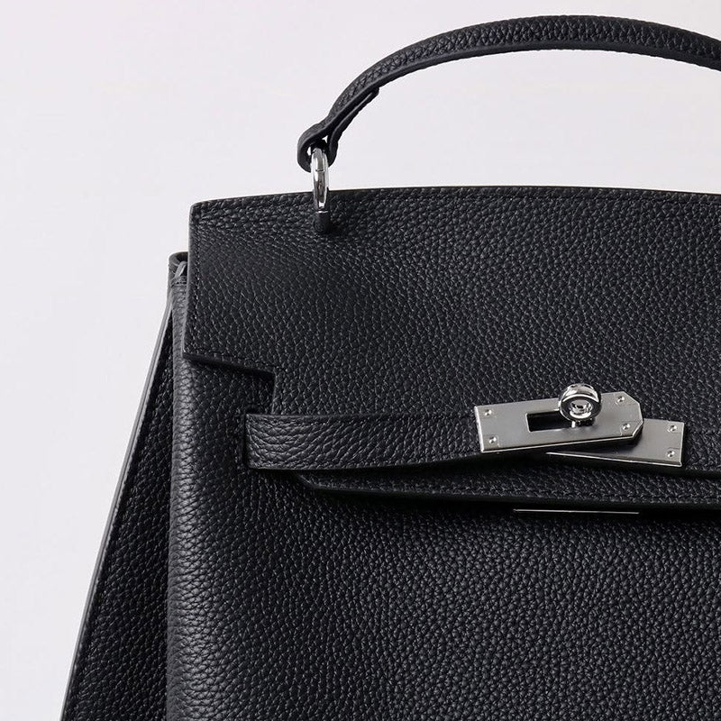 Women’s Vintage Genuine Leather Top Handle Bag With Lock Closure image 6