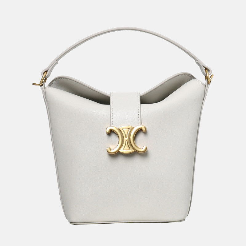 Women’s Vintage Genuine Leather Triomphe Clasp Bucket Handbag image