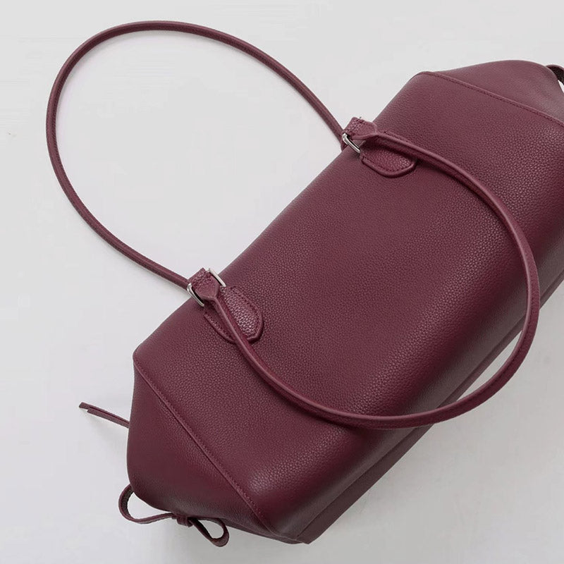 Women’s Vintage Genuine Leather Zippered Baguette Handbag image 3