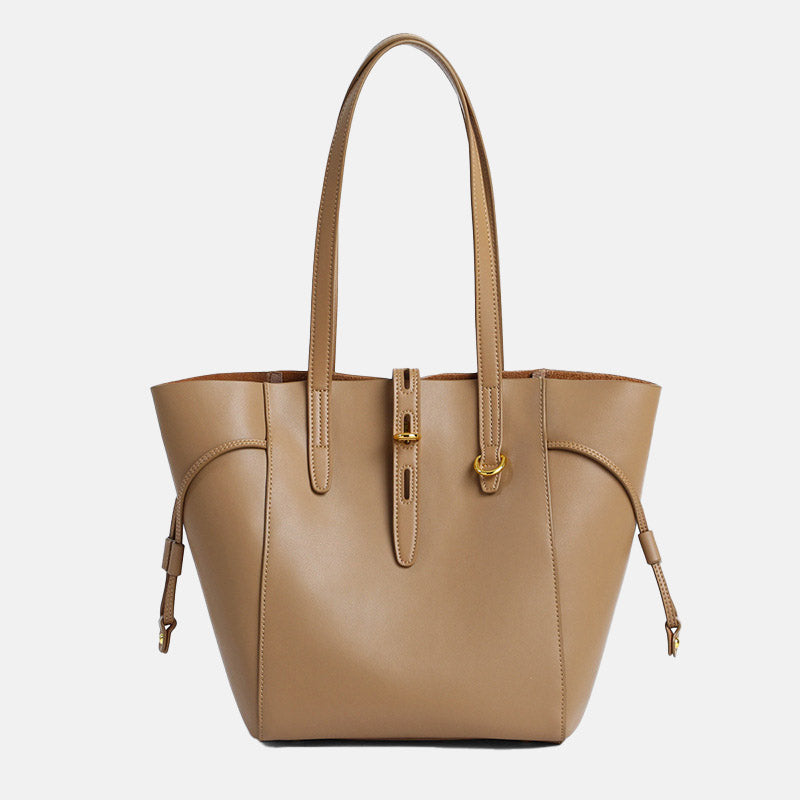 Women’s Vintage Large Genuine Leather Lock-Clasp Tote Bag image