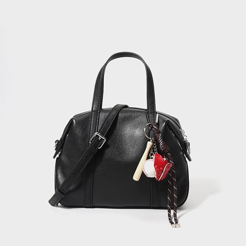 Women’s Vintage Leather Boston Crossbody Handbag image 5