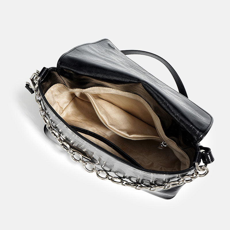 Women’s Vintage Leather Chain Baguette Bag image 2