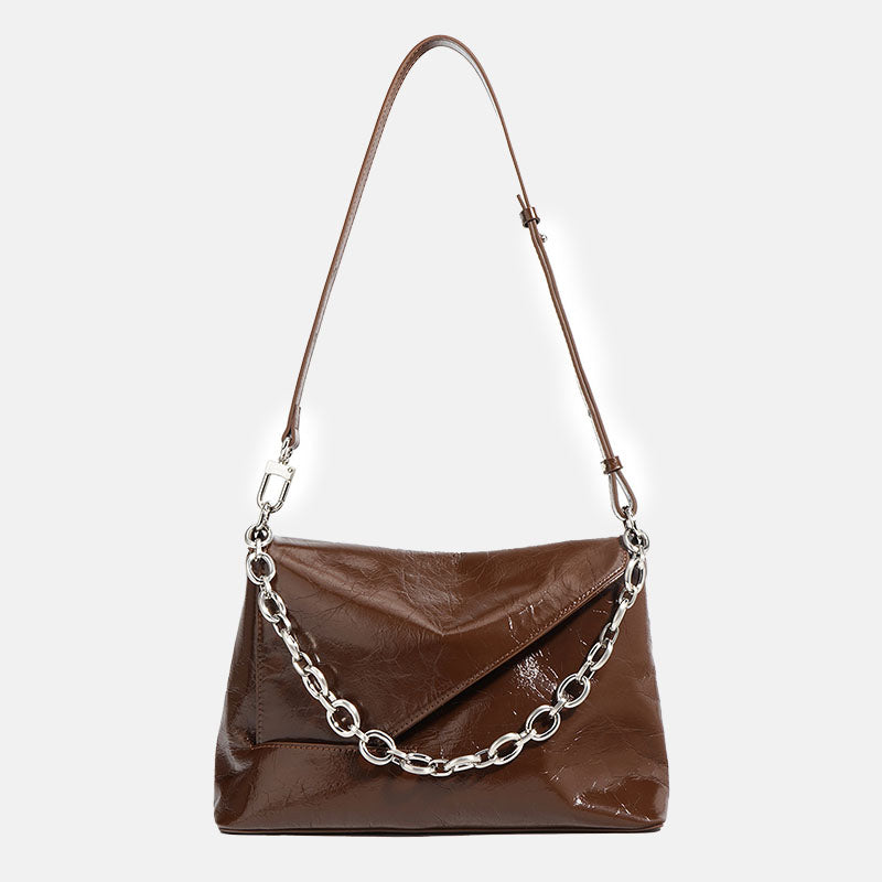 Women’s Vintage Leather Chain Baguette Bag image 4