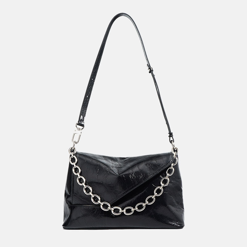 Women’s Vintage Leather Chain Baguette Bag image
