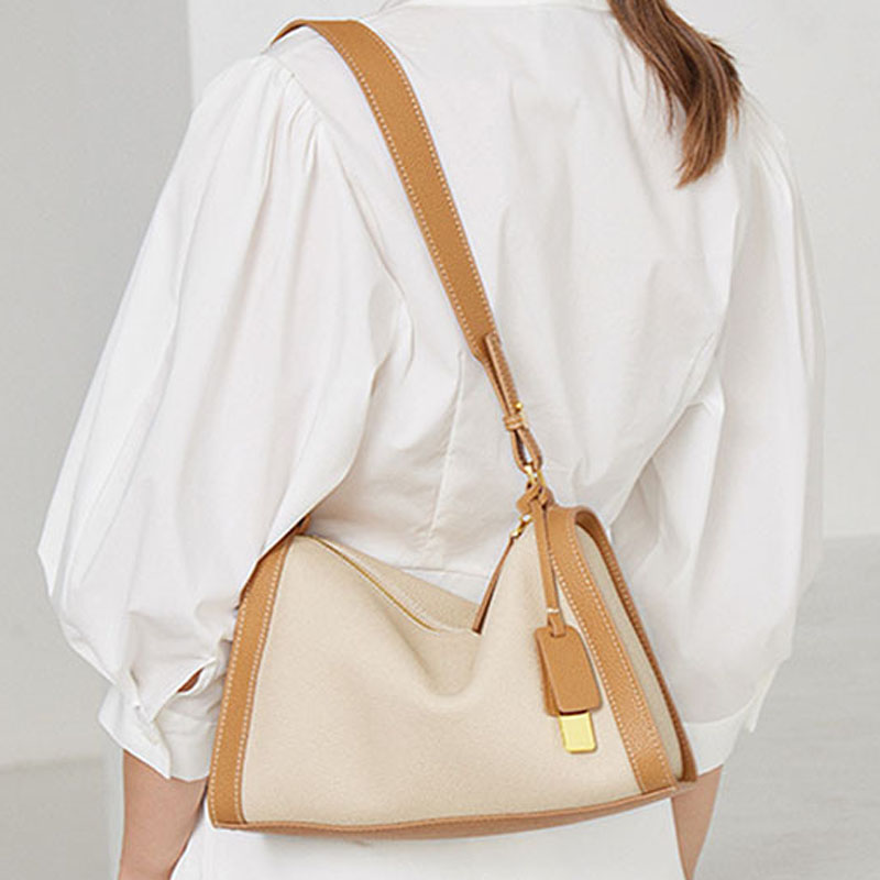 Women’s Vintage Leather Colorblock Crossbody Shoulder Bag image 9