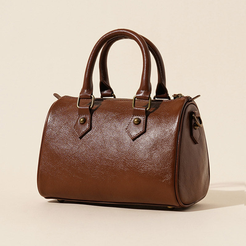 Women’s Vintage Leather Pillow-Shaped Crossbody Handbag image 2
