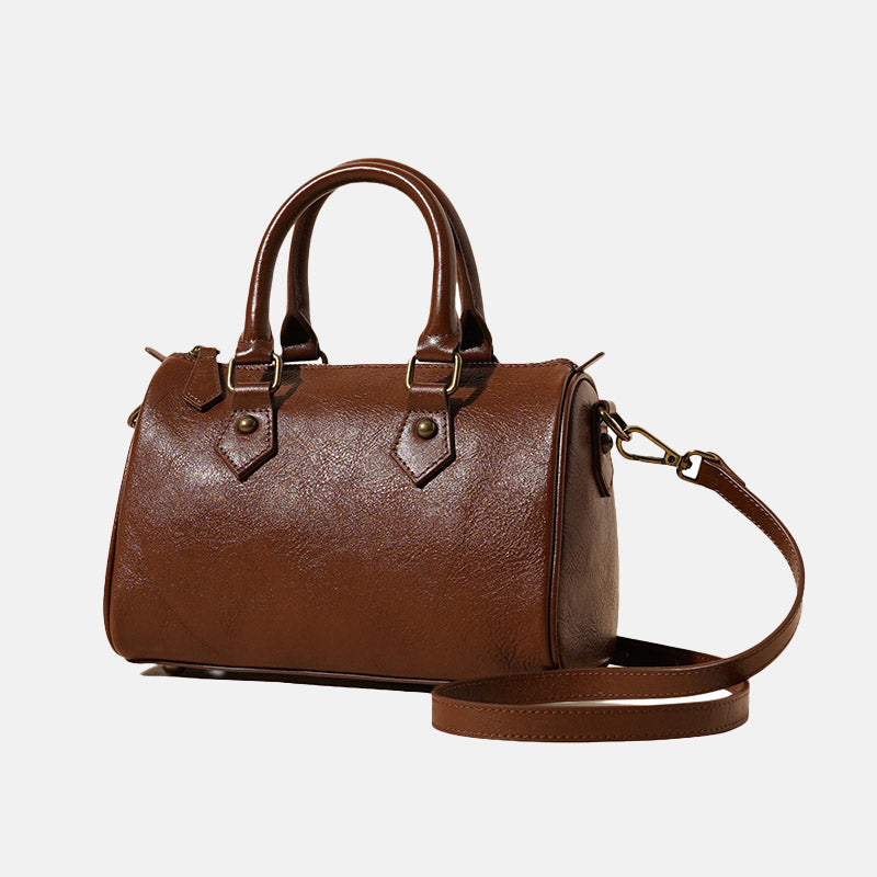 Women’s Vintage Leather Pillow-Shaped Crossbody Handbag image