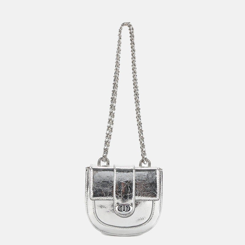 Women’s Vintage Leather Saddle Chain Strap Lock Closure Bag image 2