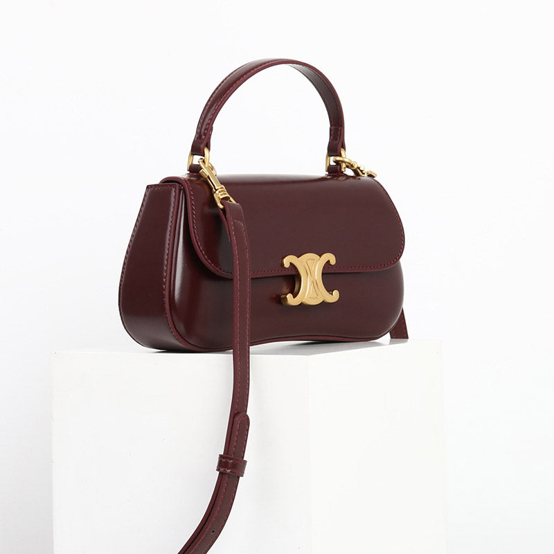 Women’s Vintage Leather Triomphe Clasp Top Handle Crossbody Bag image 3
