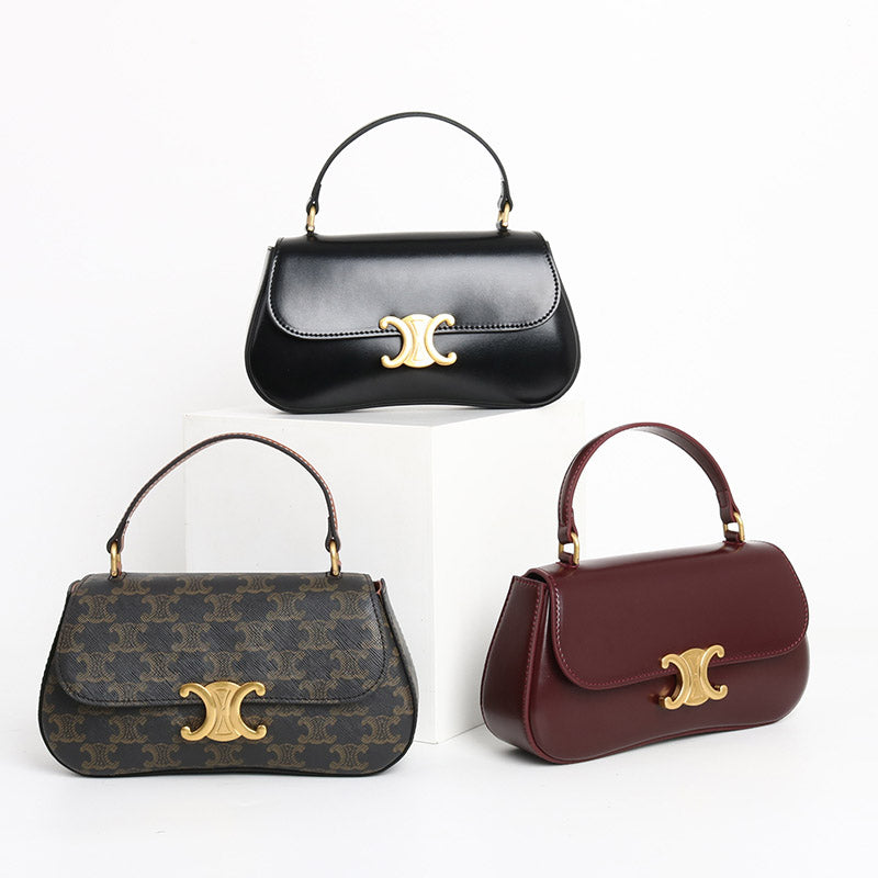 Women’s Vintage Leather Triomphe Clasp Top Handle Crossbody Bag image 4