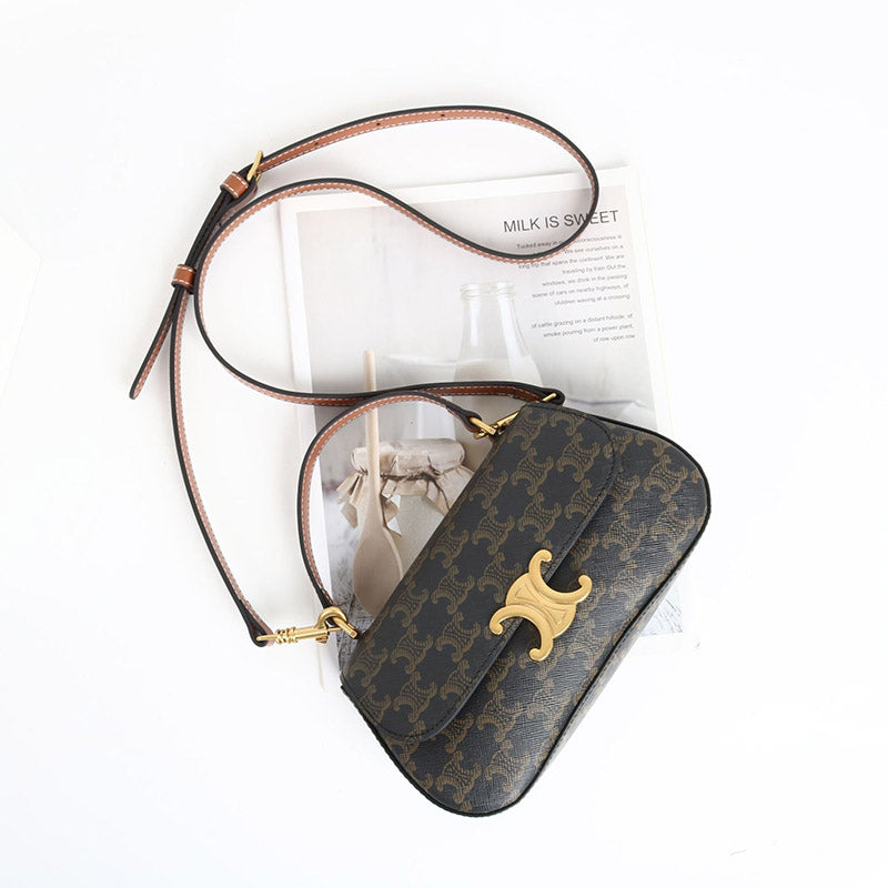 Women’s Vintage Leather Triomphe Clasp Top Handle Crossbody Bag image 7