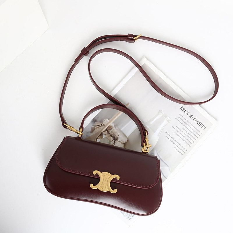 Women’s Vintage Leather Triomphe Clasp Top Handle Crossbody Bag image 2