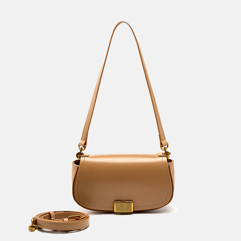 Women’s Vintage Lock Buckle Crossbody Shoulder Saddle Bag in Genuine Leather image 5