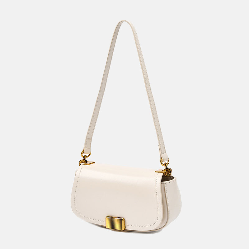 Women’s Vintage Lock Buckle Crossbody Shoulder Saddle Bag in Genuine Leather image 7