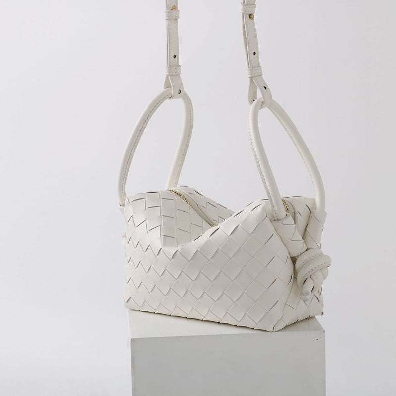 Women’s Vintage Mini Genuine Leather Pillow-Shaped Woven Handbag image 2