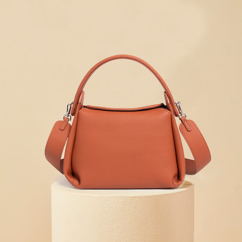 Women’s Vintage Minimalist Genuine Leather Dumpling-Shaped Handbag image 2