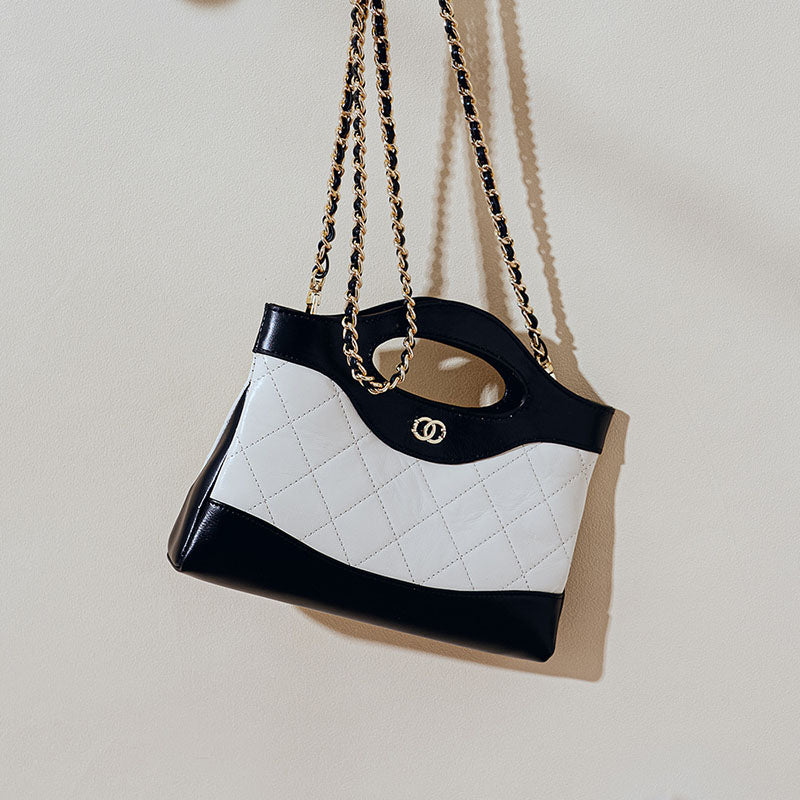 Women’s Vintage Quilted Crossbody Chain Handbag in Wax Genuine Leather image 3