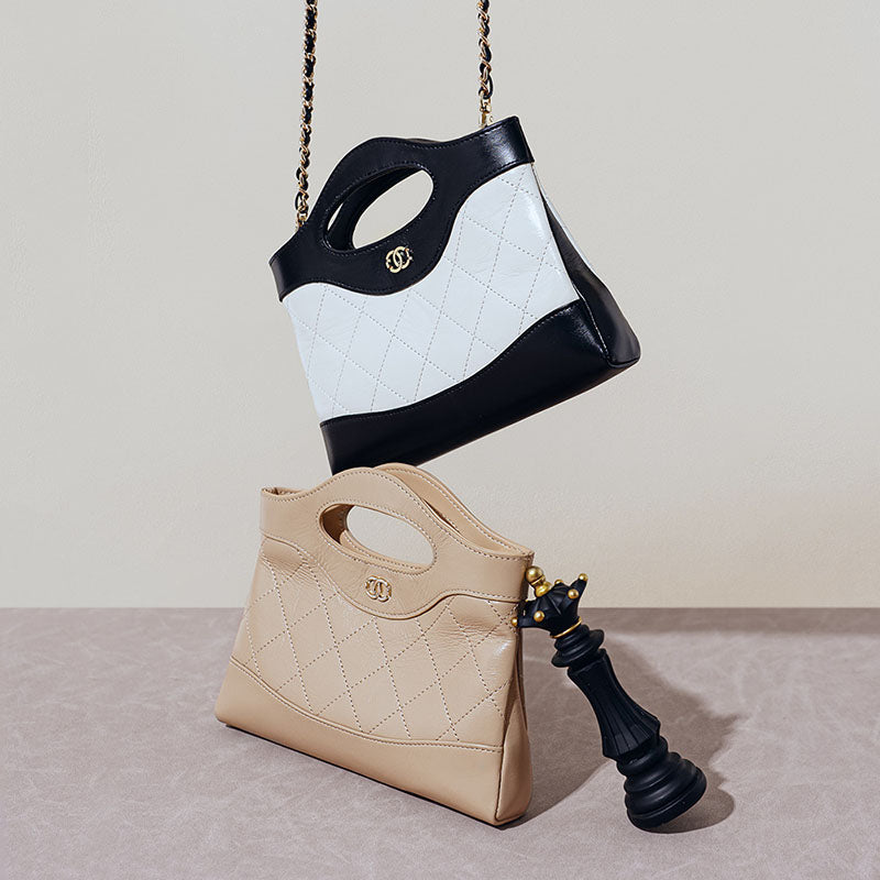 Women’s Vintage Quilted Crossbody Chain Handbag in Wax Genuine Leather image 9