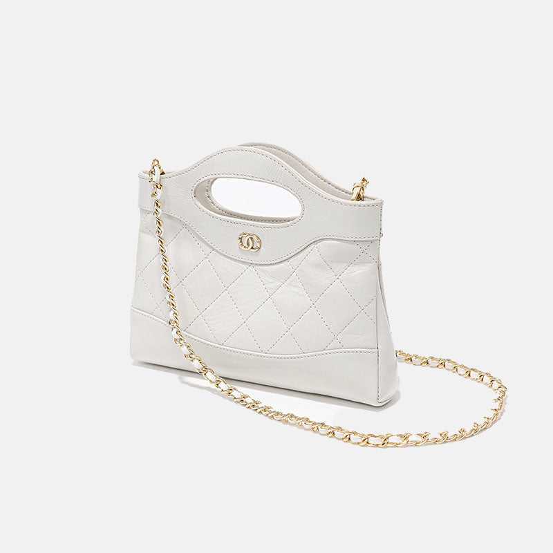 Women’s Vintage Quilted Crossbody Chain Handbag in Wax Genuine Leather image 6