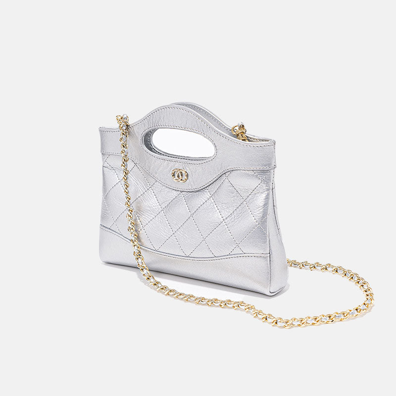 Women’s Vintage Quilted Crossbody Chain Handbag in Wax Genuine Leather image 7