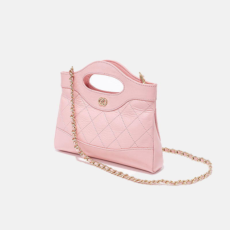 Women’s Vintage Quilted Crossbody Chain Handbag in Wax Genuine Leather image 11