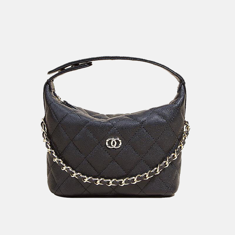 Women’s Vintage Quilted Genuine Leather Chain Handle Bag image