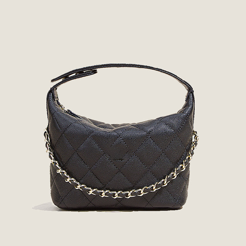 Women’s Vintage Quilted Genuine Leather Chain Handle Bag image 3