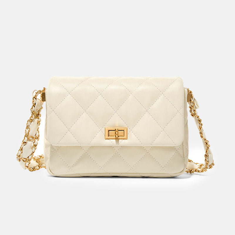 Women’s Vintage Quilted Genuine Leather Lock Flap Shoulder Crossbody Chain Bags image 8
