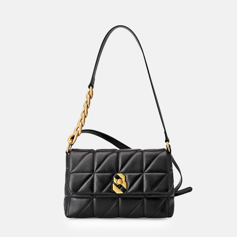Women’s Vintage Quilted Leather Lock Closure Crossbody Bag image 7