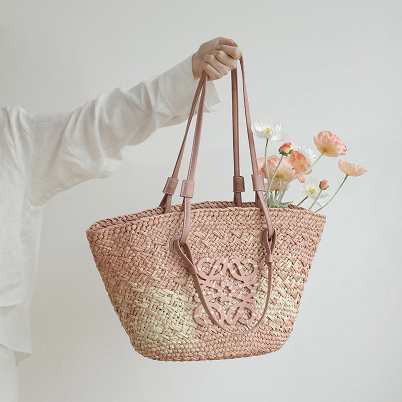 Women’s Vintage Raffia Straw Woven Beach Shoulder Tote Bag image