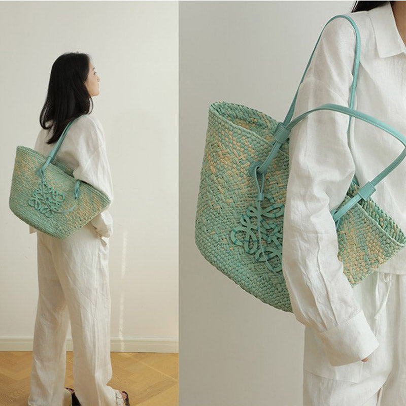 Women’s Vintage Raffia Straw Woven Beach Shoulder Tote Bag image 5